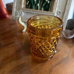 Vintage Amber Glass Hobnail Toothpick Holder